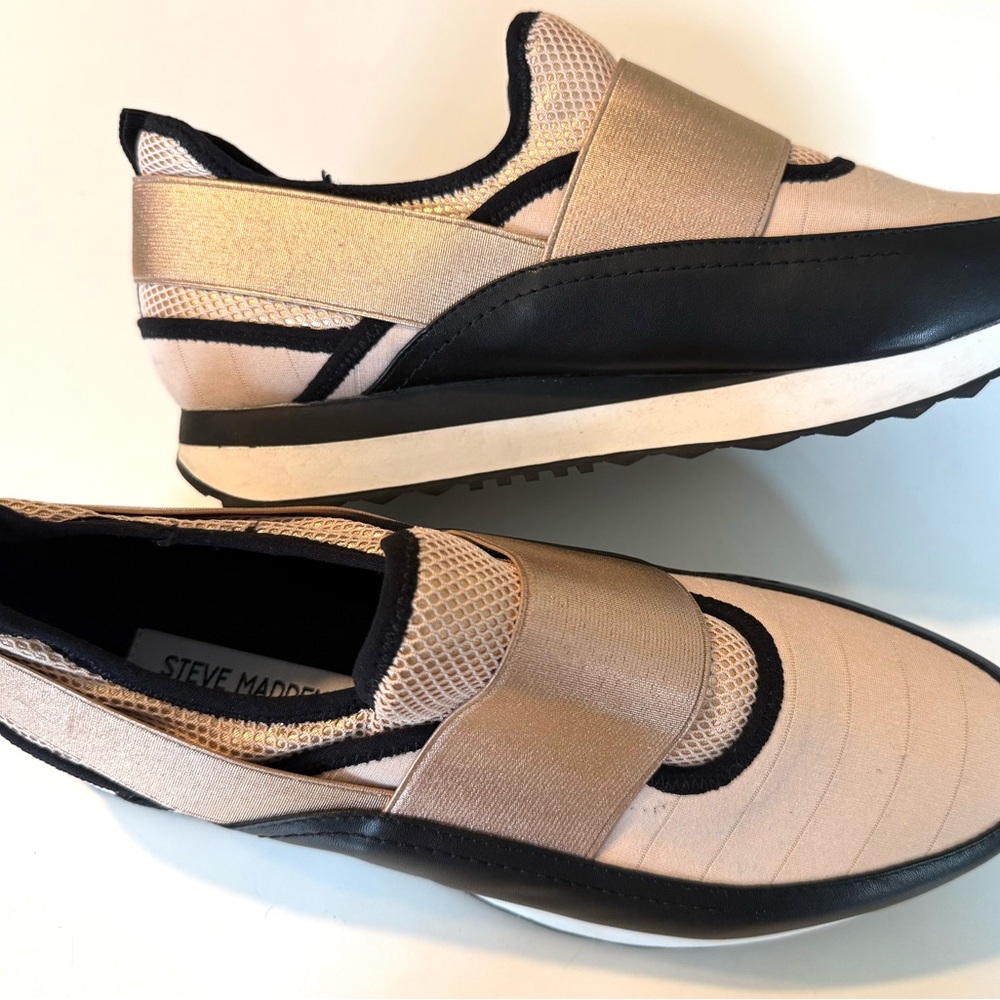 Steve Madden Woman’s Black and Rose Gold Sneakers